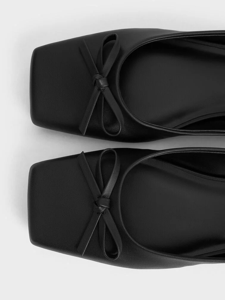 Giày mules Bow Square-Toe Ballet - Hình ảnh 6