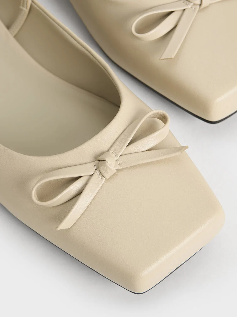 Giày mules Bow Square-Toe Ballet - Hình ảnh 4