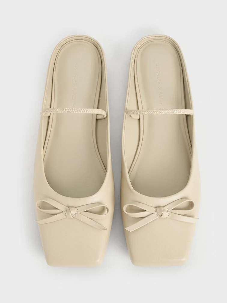 Giày mules Bow Square-Toe Ballet - Hình ảnh 5