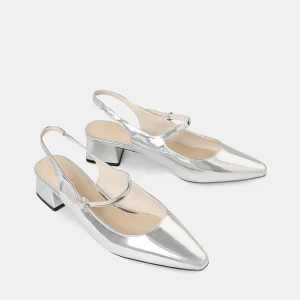 Giày Cao Gót Slingback Gót Vuông Có Khóa