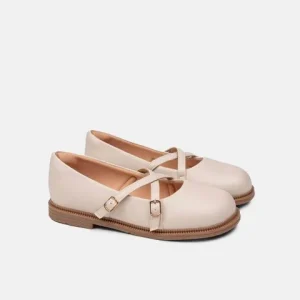 Giày Búp Bê Mũi Tròn Đính Khóa BQ